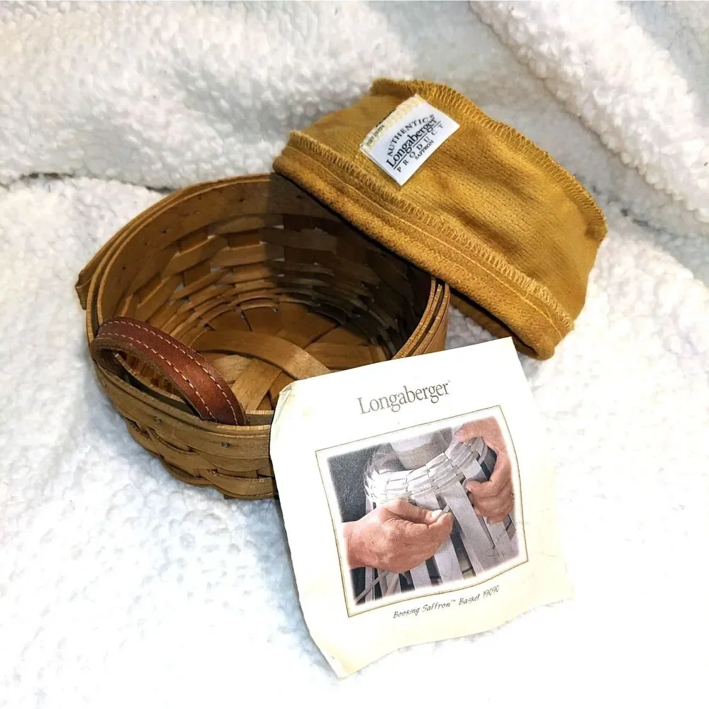 Longaberger Booking Saffron Basket Leather Handles Liner Paperwork USA